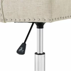 Pemberly Row Tufted Button Swivel Upholstered Fabric Office Chair In Beige -CYMAX Sales 2774660 14 L