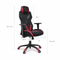 Pemberly Row Modern Mesh Fabric Gaming Computer Chair In Black/Red 33 Pemberly Row Modern Mesh Fabric Gaming Computer Chair In Black/Red -CYMAX Sales 2774661 24 L