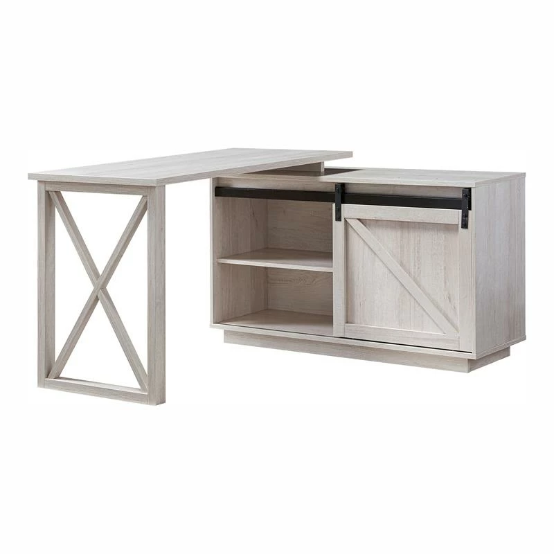 Pemberly Row Transitional Wood L-Shape Desk In White Oak Finish 3 Pemberly Row Transitional Wood L-Shape Desk In White Oak Finish