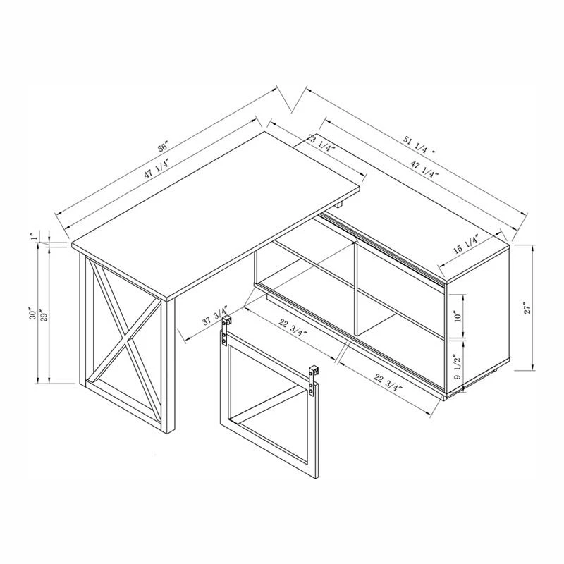 Pemberly Row Transitional Wood L-Shape Desk In White Oak Finish 11 Pemberly Row Transitional Wood L-Shape Desk In White Oak Finish - Image 9