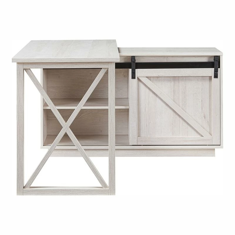 Pemberly Row Transitional Wood L-Shape Desk In White Oak Finish 4 Pemberly Row Transitional Wood L-Shape Desk In White Oak Finish - Image 2