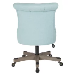 Pemberly Row Tufted Office Chair In Mint Blue Fabric With Gray Wood Base -CYMAX Sales 2774708 3 L