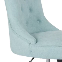 Pemberly Row Tufted Office Chair In Mint Blue Fabric With Gray Wood Base -CYMAX Sales 2774708 4 L