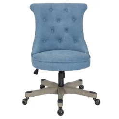 Pemberly Row Tufted Office Chair In Sky Blue Fabric With Gray Wood Base 11 Pemberly Row Tufted Office Chair In Sky Blue Fabric With Gray Wood Base -CYMAX Sales 2774710 2 L