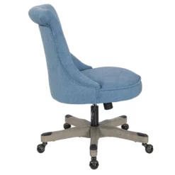 Pemberly Row Tufted Office Chair In Sky Blue Fabric With Gray Wood Base 12 Pemberly Row Tufted Office Chair In Sky Blue Fabric With Gray Wood Base -CYMAX Sales 2774710 3 L