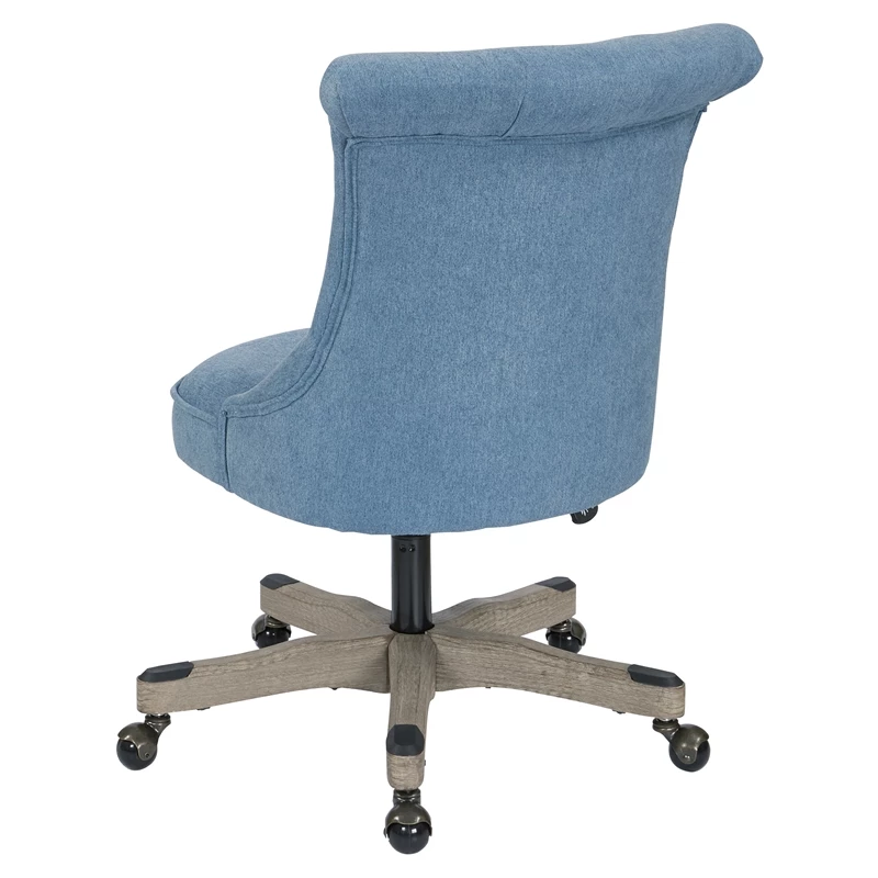 Pemberly Row Tufted Office Chair In Sky Blue Fabric With Gray Wood Base 8 Pemberly Row Tufted Office Chair In Sky Blue Fabric With Gray Wood Base - Image 6