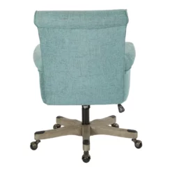 Pemberly Row Office Chair In Turquoise Fabric With Gray Wash Wood -CYMAX Sales 2774712 3 L