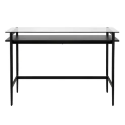 Pemberly Row 46" Blackened Bronze/Black Grain Metal/Glass Home Office -CYMAX Sales 2774713 2 L