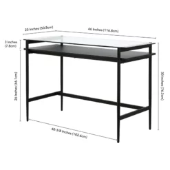 Pemberly Row 46" Blackened Bronze/Black Grain Metal/Glass Home Office -CYMAX Sales 2774713 4 L