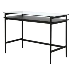 Pemberly Row 46" Blackened Bronze/Black Grain Metal/Glass Home Office -CYMAX Sales 2774713 8 L
