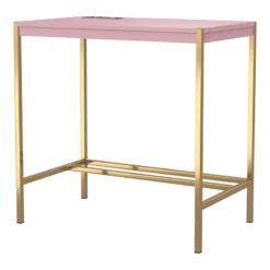 Pemberly Row Contemporary Wood Writing Desk With USB Port In Pink -CYMAX Sales 2774725 4 L