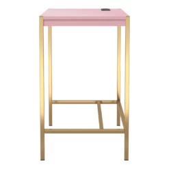 Pemberly Row Contemporary Wood Writing Desk With USB Port In Pink -CYMAX Sales 2774725 5 L