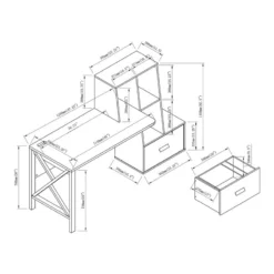 Pemberly Row Contemporary Wood Multi-Storage Desk In Distressed Gray -CYMAX Sales 2774743 8 L