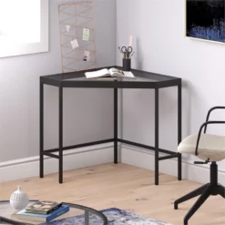 Pemberly Row Contemporary 42" Blackened Bronze Metal/Glass Home Office -CYMAX Sales 2774749 7 L