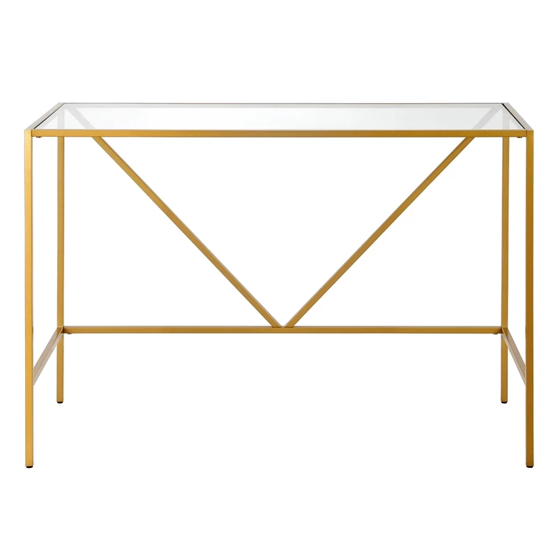 Pemberly Row Contemporary 44" Brass Finish Metal/Glass Home Office 6 Pemberly Row Contemporary 44" Brass Finish Metal/Glass Home Office - Image 4