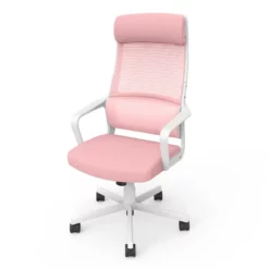 Pemberly Row Contemporary Metal And Mesh Adjustable Office Chair In Pink -CYMAX Sales 2774768 3 L