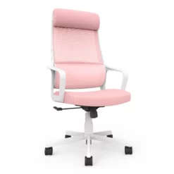 Pemberly Row Contemporary Metal And Mesh Adjustable Office Chair In Pink -CYMAX Sales 2774768 7 L