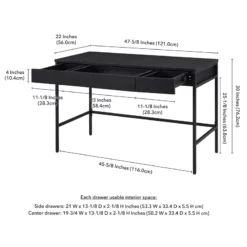 Pemberly Row Modern / Contemporary 47" Black/Metal Home Office -CYMAX Sales 2774773 4 L