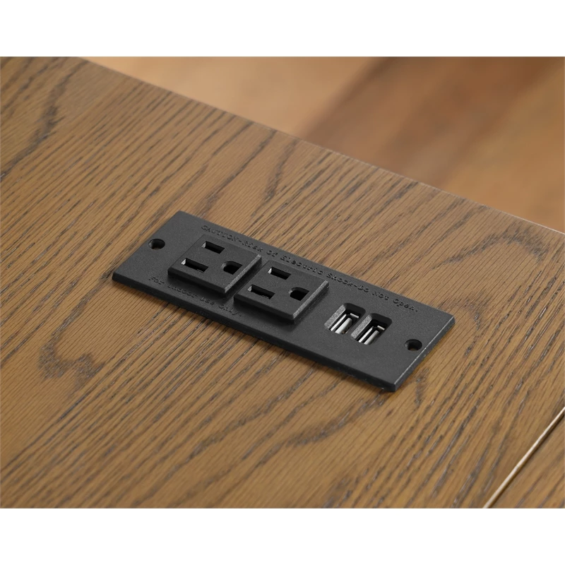 Pemberly Row Contemporary L-shaped Wooden Desk In Brown Oak Finish 5 Pemberly Row Contemporary L-shaped Wooden Desk In Brown Oak Finish - Image 3