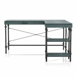 Pemberly Row Contemporary L-shaped Wooden Desk In Antique Blue 11 Pemberly Row Contemporary L-shaped Wooden Desk In Antique Blue -CYMAX Sales 2774776 4 L