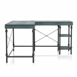 Pemberly Row Contemporary L-shaped Wooden Desk In Antique Blue 12 Pemberly Row Contemporary L-shaped Wooden Desk In Antique Blue -CYMAX Sales 2774776 5 L