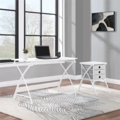 Olympic 48" Desk In White Metal -CYMAX Sales 2774787 3 L