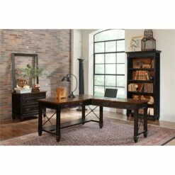 Pemberly Row Wood Open L-Desk Writing Table Office Desk Black 13 Pemberly Row Wood Open L-Desk Writing Table Office Desk Black -CYMAX Sales 2775183 10 L