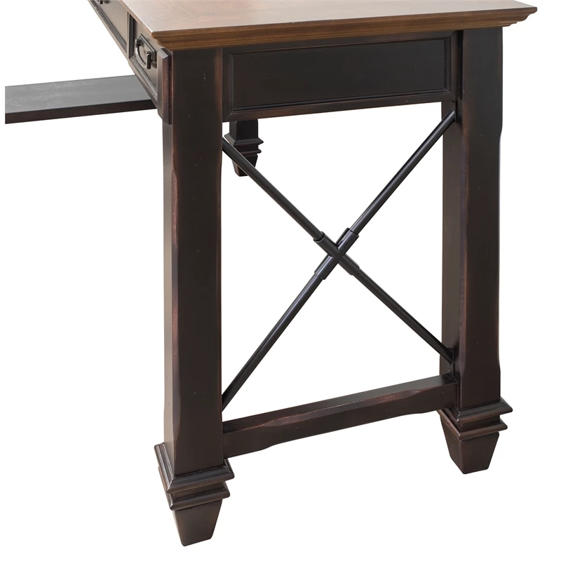 Pemberly Row Wood Open L-Desk Writing Table Office Desk Black 7 Pemberly Row Wood Open L-Desk Writing Table Office Desk Black - Image 5