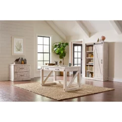 Pemberly Row Contemporary Wood Writing Desk In Weathered White 16 Pemberly Row Contemporary Wood Writing Desk In Weathered White -CYMAX Sales 2775184 8 L