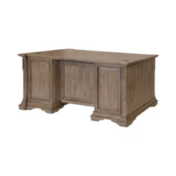 Pemberly Row Wood Double Pedestal Executive Office Desk In Light Brown -CYMAX Sales 2775186 19 L