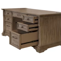 Pemberly Row Wood Double Pedestal Executive Office Desk In Light Brown -CYMAX Sales 2775186 25 L