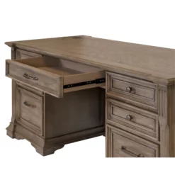 Pemberly Row Wood Double Pedestal Executive Office Desk In Light Brown -CYMAX Sales 2775186 26 L