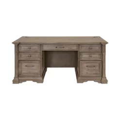 Pemberly Row Wood Double Pedestal Executive Office Desk In Light Brown -CYMAX Sales 2775186 28 L