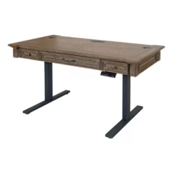 Pemberly Row Wood Electronic Sit Stand Desk Standing Desk In Light Brown