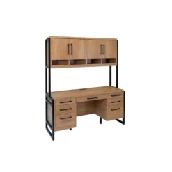 Pemberly Row Modern Wood Laminate Office Desk Fully Assembled Light Brown -CYMAX Sales 2775189 10 L