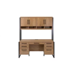 Pemberly Row Modern Wood Laminate Office Desk Fully Assembled Light Brown -CYMAX Sales 2775189 11 L