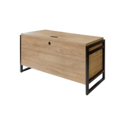 Pemberly Row Modern Wood Laminate Office Desk Fully Assembled Light Brown -CYMAX Sales 2775189 3 L