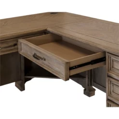 Pemberly Row Wood L-Desk & Return Writing Table Corner Desk In Light Brown -CYMAX Sales 2775191 10 L