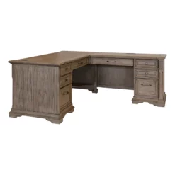 Pemberly Row Wood L-Desk & Return Writing Table Corner Desk In Light Brown -CYMAX Sales 2775191 4 L