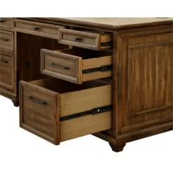Pemberly Row Credenza Wood Office Desk Writing Table Storage Desk In Brown -CYMAX Sales 2775192 6 L