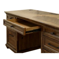 Pemberly Row Credenza Wood Office Desk Writing Table Storage Desk In Brown -CYMAX Sales 2775192 7 L