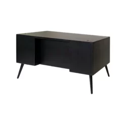 Pemberly Row Half Pedestal Executive Desk Office Desk Assembled Black Wood -CYMAX Sales 2775194 3 L