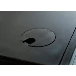 Pemberly Row Half Pedestal Executive Desk Office Desk Assembled Black Wood -CYMAX Sales 2775194 7 L