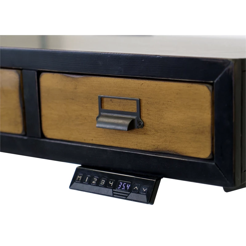 Pemberly Row Mid-Century Wood Electronic Sit/Stand Desk Standing Desk Black 13 Pemberly Row Mid-Century Wood Electronic Sit/Stand Desk Standing Desk Black - Image 11