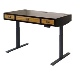 Pemberly Row Mid-Century Wood Electronic Sit/Stand Desk Standing Desk Black