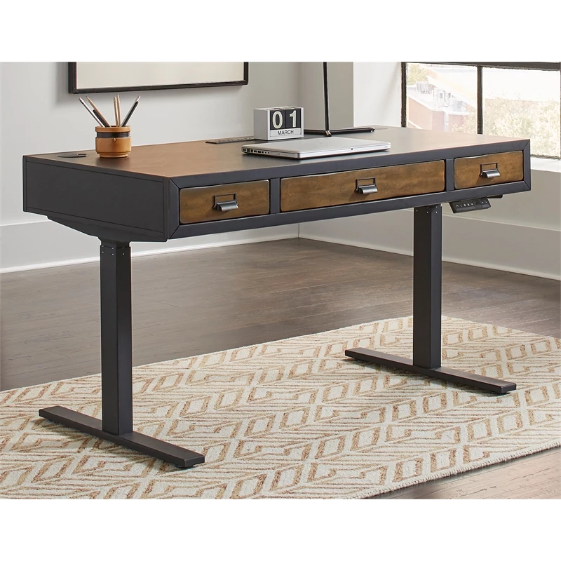 Pemberly Row Mid-Century Wood Electronic Sit/Stand Desk Standing Desk Black 4 Pemberly Row Mid-Century Wood Electronic Sit/Stand Desk Standing Desk Black - Image 2