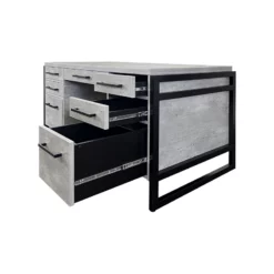 Pemberly Row Modern Wood Laminate Double Pedestal Executive Desk Concrete Gray -CYMAX Sales 2775201 3 L