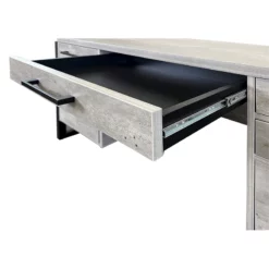 Pemberly Row Modern Wood Laminate Double Pedestal Executive Desk Concrete Gray -CYMAX Sales 2775201 4 L