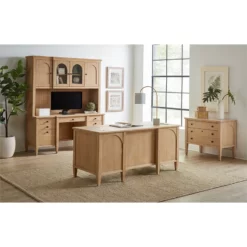 Pemberly Row Modern Wood Double Pedestal Wood Desk Fully Assembled Light Brown 25 Pemberly Row Modern Wood Double Pedestal Wood Desk Fully Assembled Light Brown -CYMAX Sales 2775202 11 L