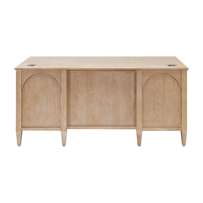 Pemberly Row Modern Wood Double Pedestal Wood Desk Fully Assembled Light Brown 6 Pemberly Row Modern Wood Double Pedestal Wood Desk Fully Assembled Light Brown - Image 4